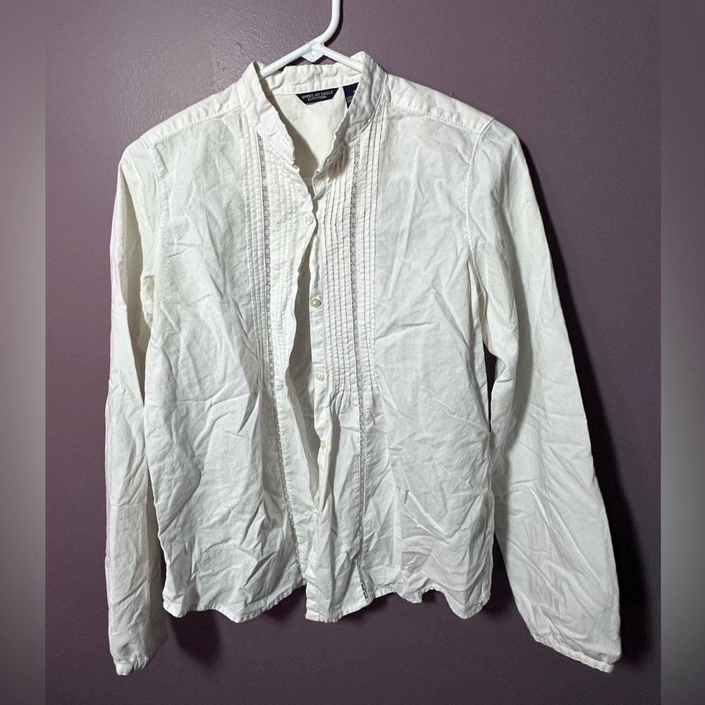 American Eagle Outfitters Cream Button-Up Shirt